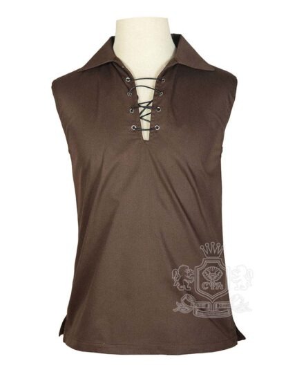 Brown Jacobite ghillie kilt shirt sleeveless polycotton Jacobean style
