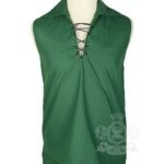Green Jacobite ghillie kilt shirt sleeveless polycotton Jacobean style