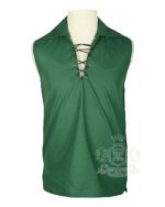 Green Jacobite ghillie kilt shirt sleeveless polycotton Jacobean style