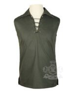 Olive green Jacobite ghillie kilt shirt sleeveless polycotton Jacobean style