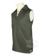 Olive Green Jacobite Ghillie Kilt Shirt | Sleeveless Cotton Jacobean - Image 2
