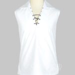 White Jacobite ghillie kilt shirt sleeveless polycotton Jacobean style