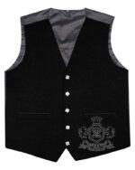 Solid Black Tartan Waistcoat – 5 Button Argyle Vest Made to Order
