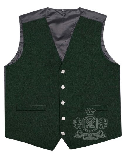 Solid Green Tartan Waistcoat – Argyle Vest Made to Order