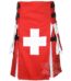Swiss flag utility kilt handmade cotton red with white cross