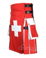 Swiss Flag Utility Kilt | Handmade Cotton Patriotic Kilt for Men - Image 3