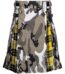 jungle camo hybrid utility kilt front view, MacLeod of Lewis tartan pleated kilt back, hybrid utility kilt cargo pockets, adjustable strap jungle camo kilt, cotton hybrid kilt for men.