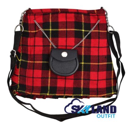 Wallace Tartan Ladies Kilt Shaped Purse Tote Bag for Highland Dress