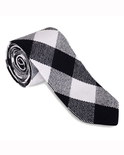 White and Black Rob Roy Tartan NeckTie Scottish Clan Tie for Highland Dress