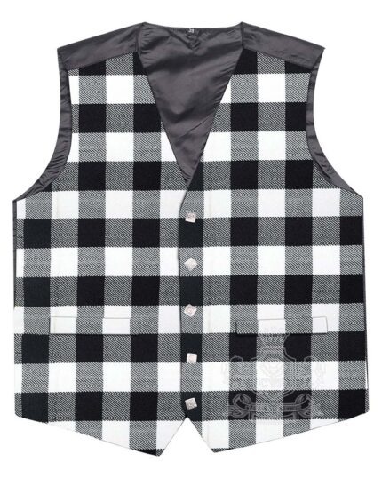 White & Black Rob Roy Tartan Waistcoat | Argyle Vest
