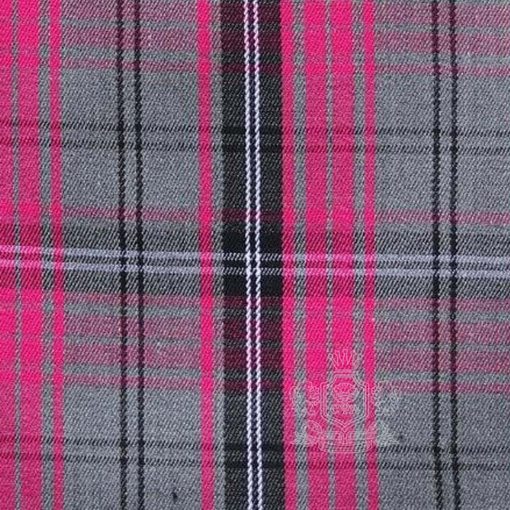 Ailsa-Pink-Tartan Ailsa Pink tartan wool fabric flat lay