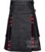 Black denim Black Stewart tartan hybrid utility kilt