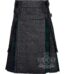 Black denim Black Watch tartan hybrid utility kilt