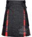 Man in Royal Stewart tartan black denim hybrid utility kilt