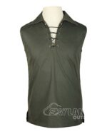 Olive green Jacobite ghillie kilt shirt sleeveless polycotton Jacobean style