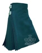 Solid Green Tartan 8 Yard Kilt - Traditional Scottish Kilt for Men - Image 2