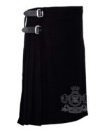 Solid Black Tartan 8 Yard Kilt - Traditional Scottish Kilt for Men - Image 2