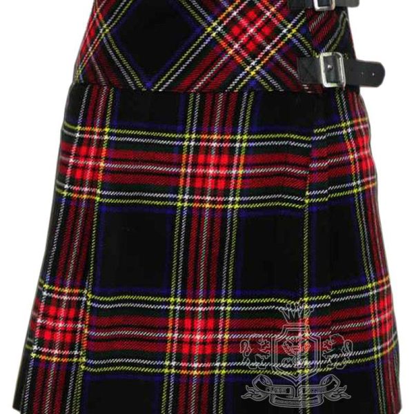 Black Stewart Tartan Billie Skirt | Ladies Kilted Skirt
