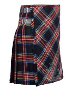 Black Stewart Tartan Bias Apron 8-Yard Kilt - Image 2
