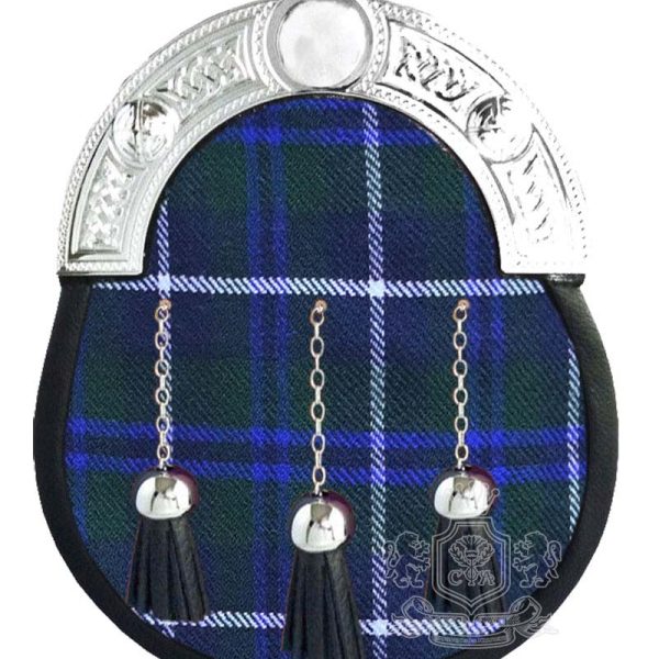 Blue Douglas Tartan Sporran with Silver Cantle