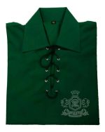 Green Cotton Jacobite Ghillie Kilt Shirt | Traditional Scottish Shirt - Image 2