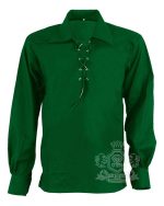 Green Cotton Jacobite Ghillie Kilt Shirt | Traditional Scottish Shirt