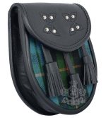 Gunn Ancient Tartan Black Leather Sporran | Scottish Kilt Pouch - Image 2