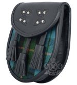 Gunn Ancient Tartan Black Leather Sporran | Scottish Kilt Pouch - Image 3