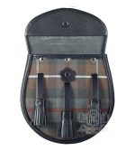 Mackenzie Weathered Tartan Black Leather Sporran | Scottish Kilt Pouch - Image 4