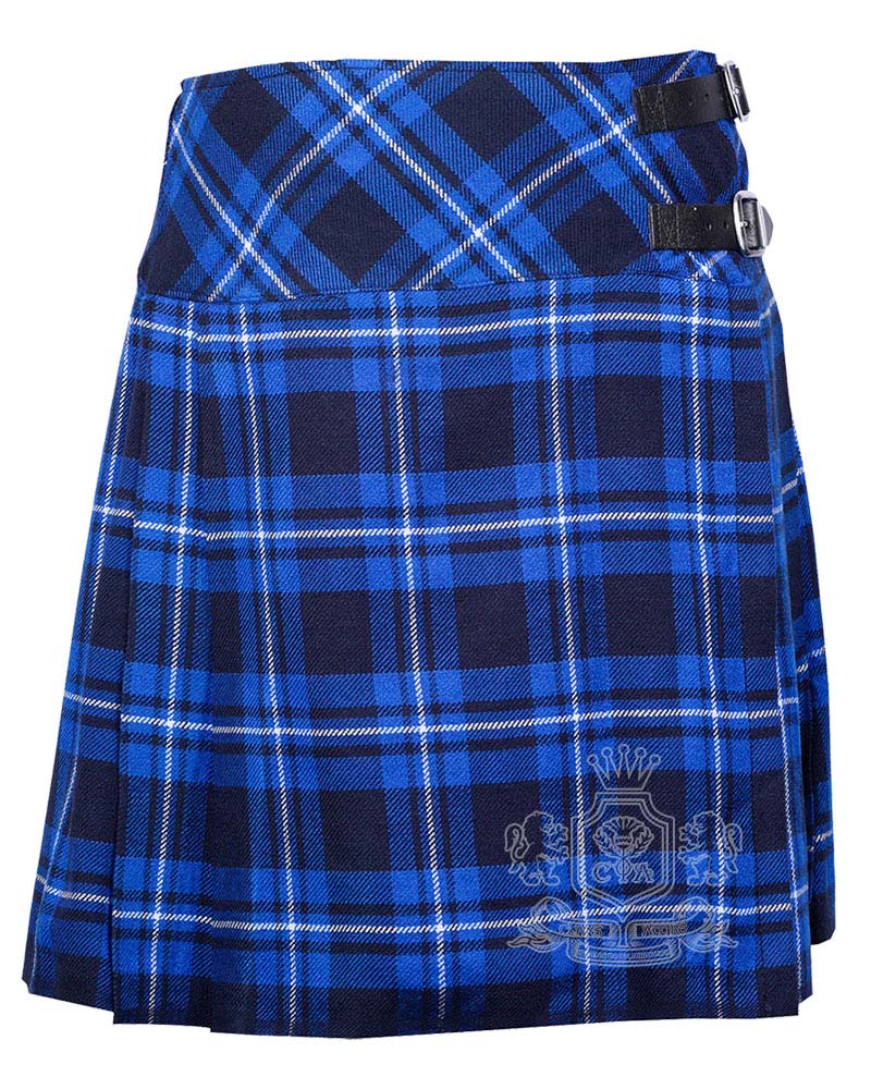 Ramsey-Blue-Tartan-Billie-Skirt-front Ramsey Blue Tartan Billie Skirt | Ladies Kilted Skirt - Image 1