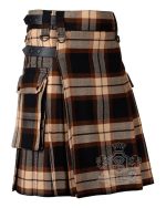 Rose Ancient Tartan Utility Kilt with Adjustable Leather Straps
