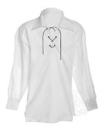 White Jacobite Ghillie Kilt Shirt | Traditional Scottish Shirt