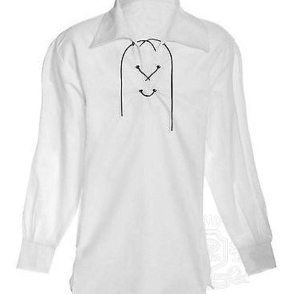 White Jacobite Ghillie Kilt Shirt | Traditional Scottish Shirt
