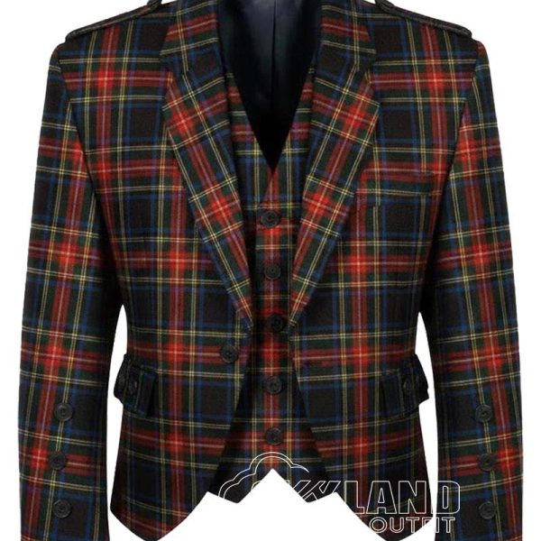 Black Stewart Tartan Argyle Jacket | Traditional Scottish Jacket