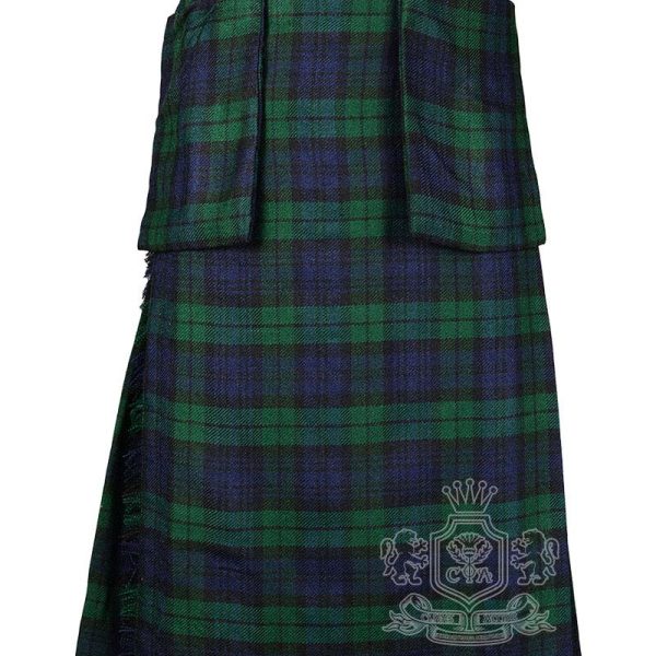 Black Watch Tartan 8-Yard Kilt with Detachable Pockets