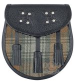 Black Watch Weathered Black Leather Sporran | Scottish Kilt Pouch