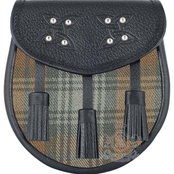Black Watch Weathered Black Leather Sporran | Scottish Kilt Pouch