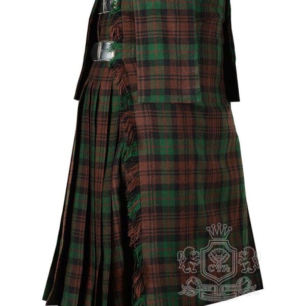 Brown Watch Tartan 8-Yard Kilt with Detachable Pockets