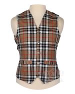 Campbell Thompson Tartan Vest in soft blue green and black Campbell clan tartan, 5-button front view