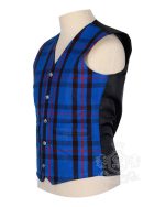 Elliott Modern tartan waistcoat showing Celtic silver buttons and V-neck design detail