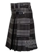 Grey Watch Tartan Utility Kilt with Adjustable Leather Straps - Image 2