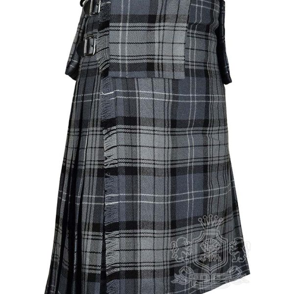 Hamilton Grey Tartan 8-Yard Kilt with Detachable Pockets