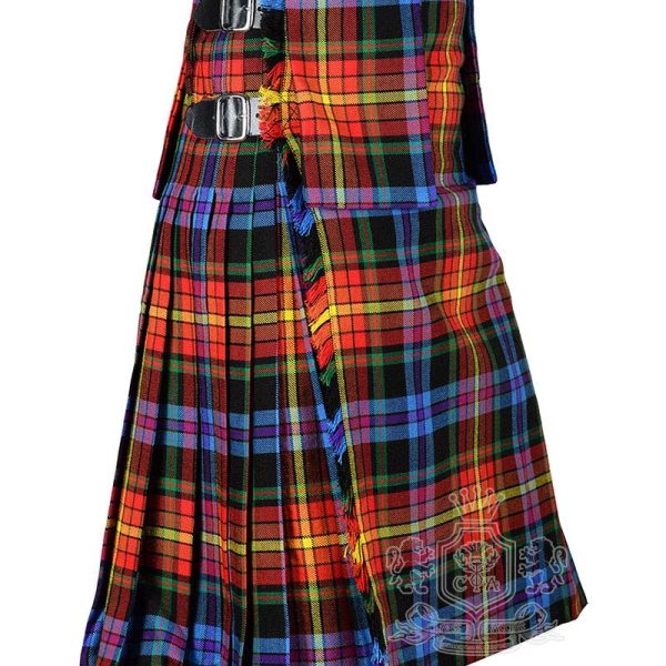 LGBTQ Pride Tartan 8-Yard Kilt with Detachable Pockets