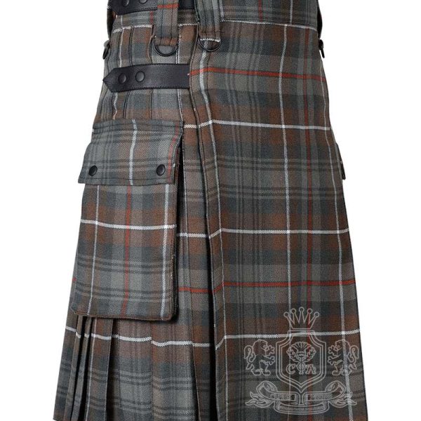 MacKenzie Weathered Tartan Utility Kilt with Adjustable Leather Straps