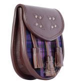 Pride of Scotland Tartan Brown Leather Sporran | Scottish Kilt Pouch - Image 2