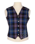 Pride of Scotland Tartan Vest in rich purple forest green and navy blue universal Scottish national tartan, 5-button front view