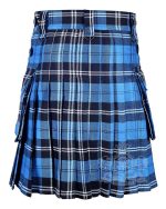 Ramsey Blue Hunting Tartan Utility Kilt with Adjustable Leather Straps - Image 4