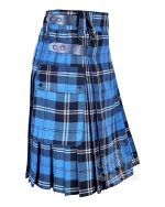 Ramsey Blue Hunting Tartan Utility Kilt with Adjustable Leather Straps
