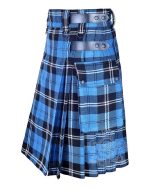 Ramsey Blue Hunting Tartan Utility Kilt with Adjustable Leather Straps - Image 2