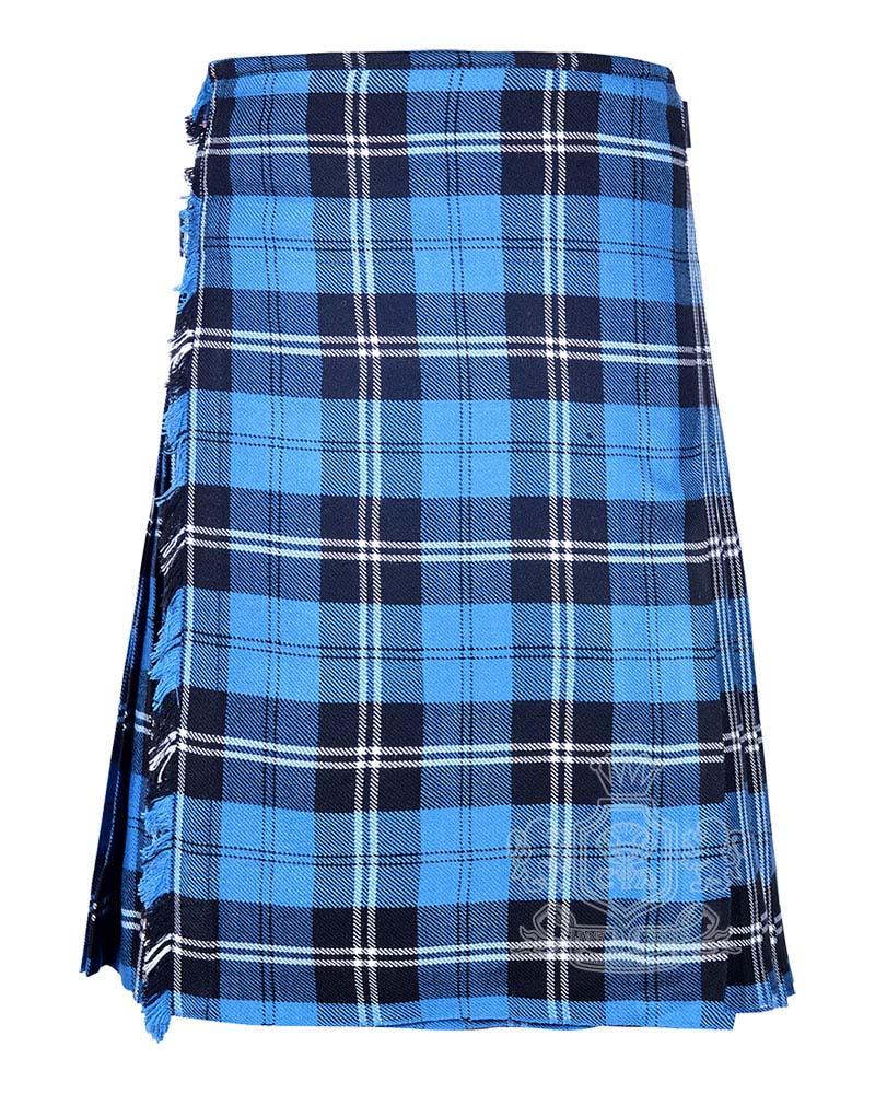 ramsay-blue-hunting-traditional-tartan-kilt-front Ramsey Blue Hunting Tartan 8 Yard Kilt | Traditional Scottish Kilt - Image 1